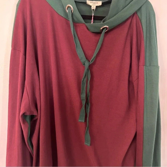 Umgee Women's Long Sleeve 2 Toned Colorblock Hooded Pullover Size L NWT - Picture 4 of 8